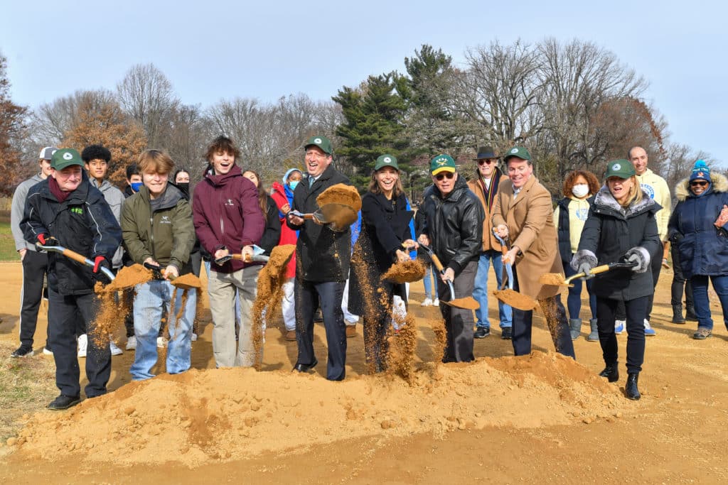 Ball Fields Groundbreaking Digging