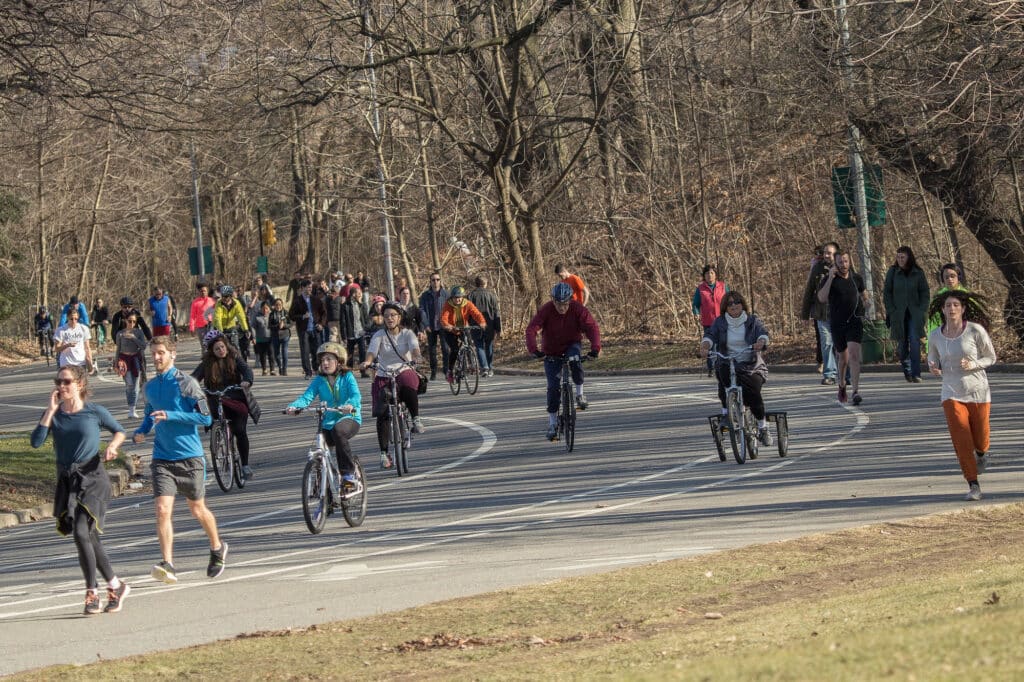 photo of runners and cyclists