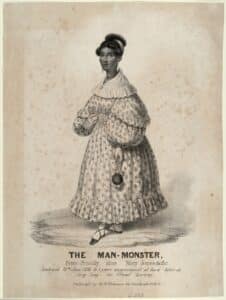 Pictured above is a source from Kinsey’s research on Mary. “The Man-Monster, Peter Sewally, alias Mary Jones &c&c. Sentenced 18th June 1836 to 5 years imprisonment at hard labor at Sing Sing for Grand Larceny. Published by H.R. Robinson.” Image courtesy The Smithsonian Institute. Despite its salacious title, the lithograph portrays Jones as an elegant Black woman.