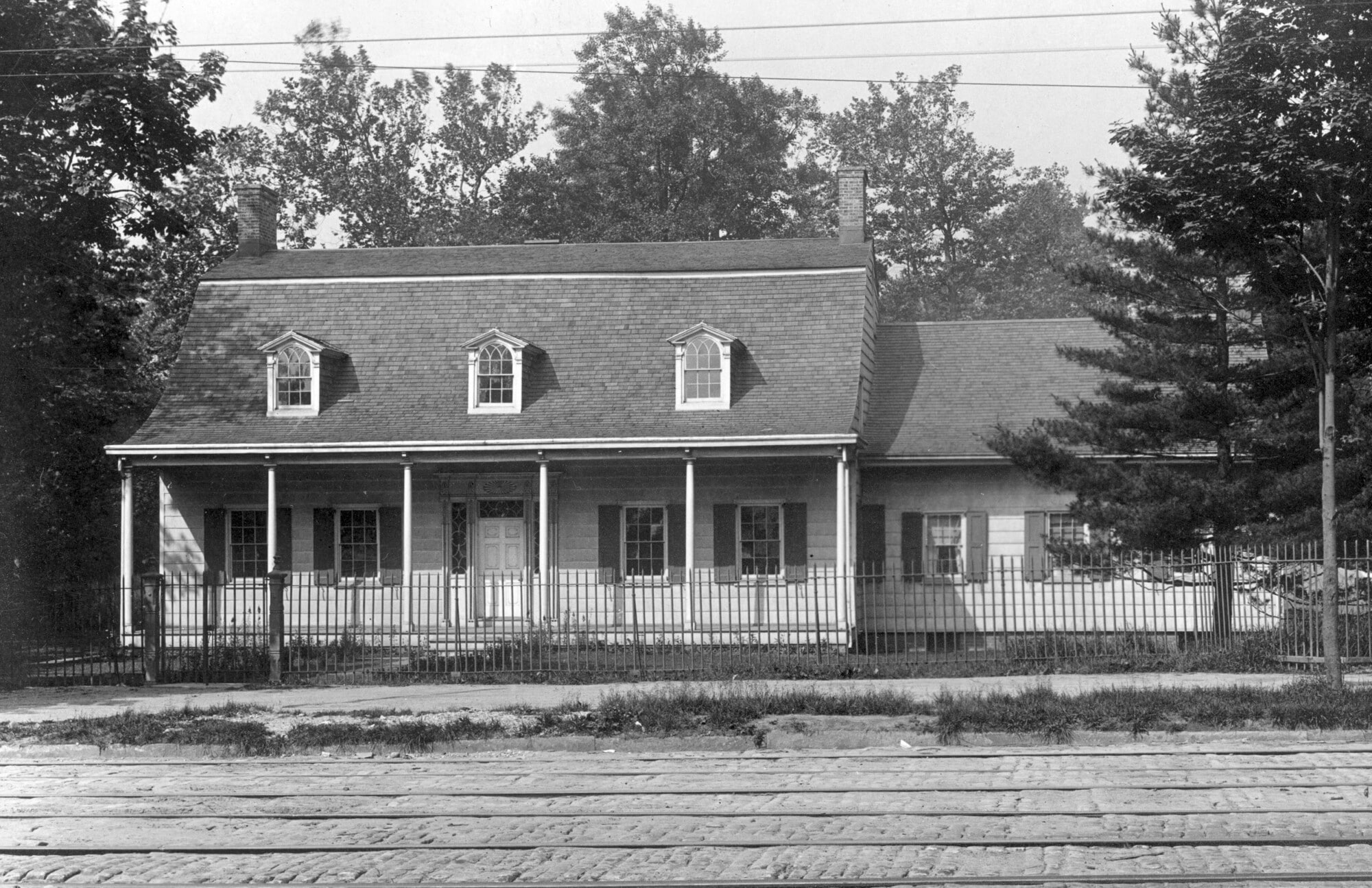 Lefferts Historic House with Flatbush Ave and Trolley Tracks