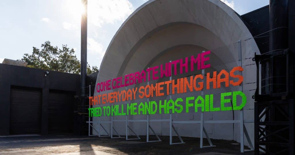 Bandshell "Come Celebrate With Me" Sign